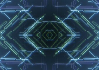 Digtial abstract image of a graphic user interface against a darker background.